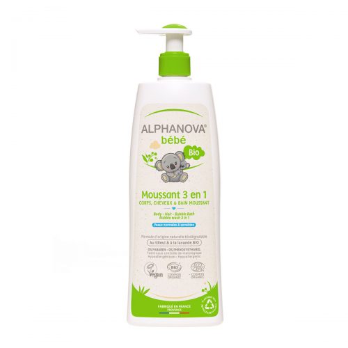 Alphanova Bebe Organiczny Płyn do Kąpieli dla dzieci 3 w 1, 500 ml