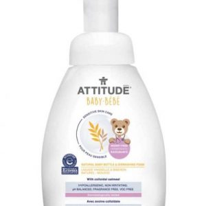 Attitude, Sensitive Skin Baby, Naturalna piana mydlana do mycia butelek i naczyń dla niemowląt Bezzapachowa 295 ml